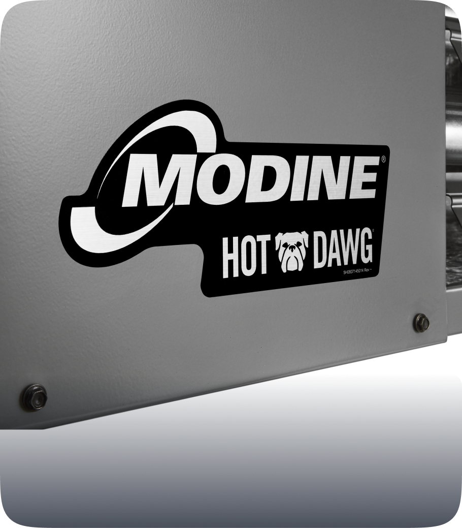 Modine Hot Dawg badge on the heater cabinet