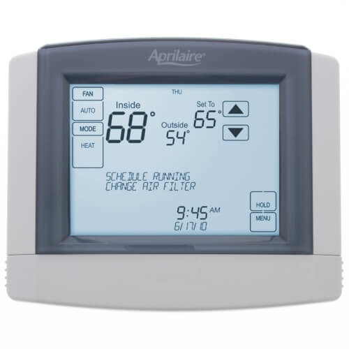 Aprilaire® 8600 Programmable Thermostat, 18-30 V, Battery, AA, 32 to 120 deg F Ambient, +/-1 % Accuracy, 2.5 A, 6 in W