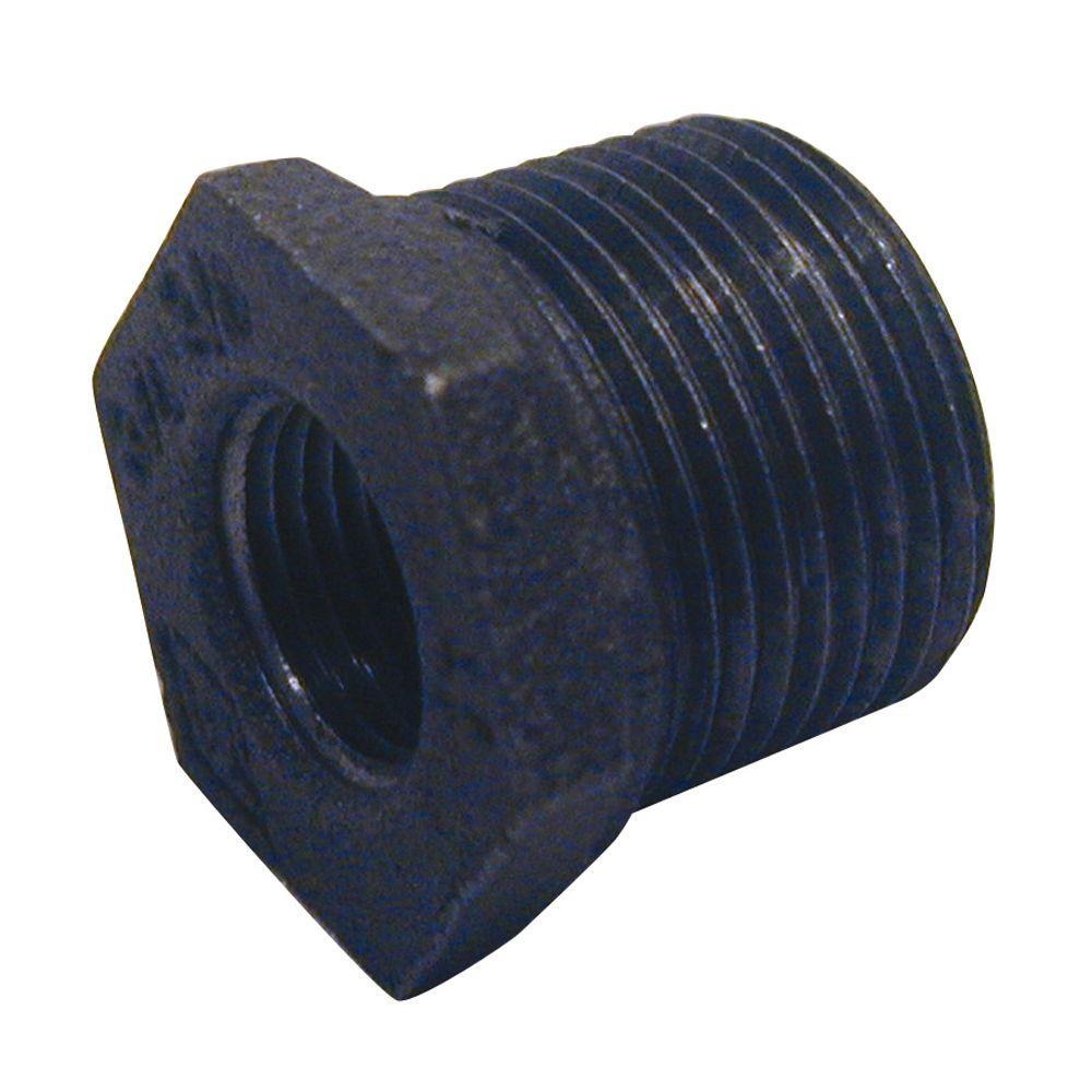 BRAMEC® 521-954 Hex Bushing, 1 in x 3/4 in, Black Malleable Iron, Threaded