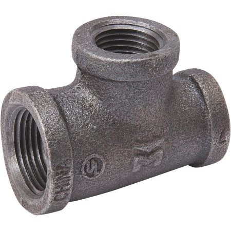 MUELLER INDUSTRIES 520-754 Tee, 1 in x 1 in x 3/4 in, FPT x FPT x FPT, Material Construction: Malleable Iron, Black