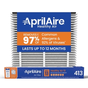 Aprilaire® 413 Air Filter, 16 in L, 25 in W, 4 in Thick, 13 MERV, Synthetic Fiber Filter