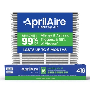 Aprilaire® 416 Air Filter, 16 in L, 25 in W, 4 in Thick, 16 MERV, Synthetic Fiber Filter