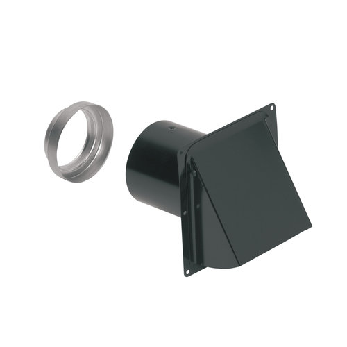 Broan-NuTone® 885BL Wall Cap, For Duct Size: 3 in, 4 in, Round Duct, Steel, Black, 6-1/2 in W, 6-1/2 in H, 5 in D