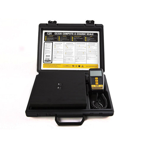 CPS® Compute-a-Charge® CC220 Refrigerant Scale, 220 lb, 0.015 % Accuracy, 0.25 oz Resolution, LCD Display, Battery