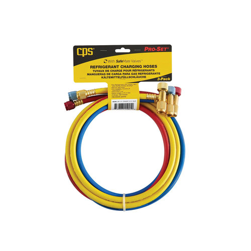 CPS® Pro-Set® HK5NG Premium Refrigerant Charging Hose With SafeMate™ Valves, 1/4 in x 5/16 in, Female SAE x Female SAE