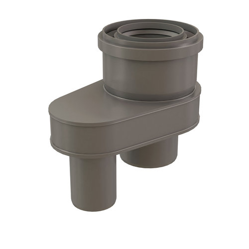 Centrotherm InnoFlue ICTCV030446 Concentric Adapter, 3 x 4 in or 6 in Intake, 4 in Exhaust, Polypropylene, Gray