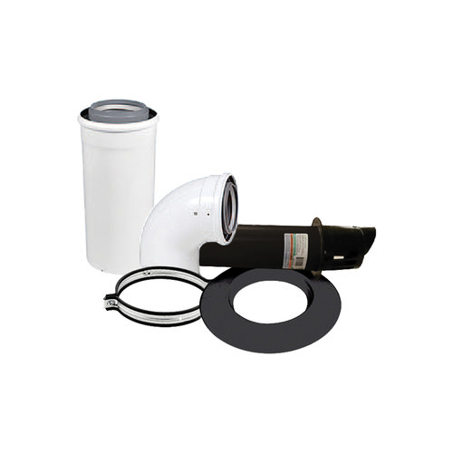 Centrotherm InnoFlue ICVKH24 Concentric Horizontal Vent Kit, 2 or 4 in Intake, HDPE/Polypropylene, Black