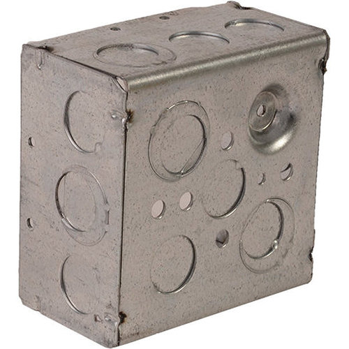 Devco PI363 Utility Box, Galvanized Steel, 30.3 cu-in, 4 in H, 4 in W, 2-1/8 in D, 1/2 in, 3/4 in Knockout