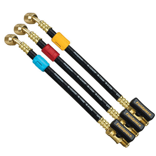 Fieldpiece HR3XB Ball Valve Hose Extension Set, 1/4 x 1/4 in, 8 in L Hose, 800 psi Max Working Pressure