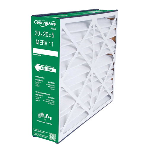General Filters 4556 Cartridge Filter, Pleated Filter, 20 in L, 20 in W, 5 in Thick, 11 MERV