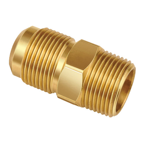 JB Industries U1-6C Adapter, 3/8 in x 3/8 in, Flared x Male Flared, 5000 psi Max Working Pressure, Brass