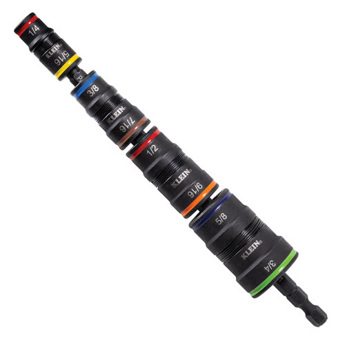 KLEIN TOOLS® 32934 9-in-1 Impact-Rated Flip Socket Set, 9-Piece, SAE, 1/4 in Drive, Alloy Steel, 1.02 in L, 1.02 in W