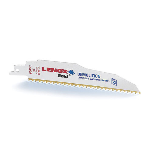 LENOX® Gold® 21062956GR Reciprocating Saw Blade, 0.05 in Thick, 6 TPI, Bi-Metal, 9 in L, 3/4 in W