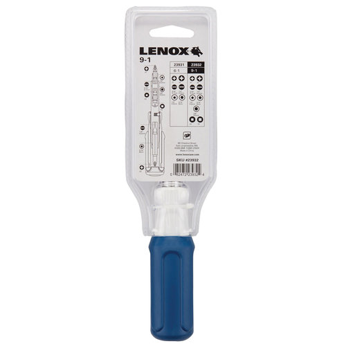 LENOX® 23932 9-in-1 Screwdriver, 1/4 in, 5/16 in, 3/8 in Drive, #1, #2, #3, 1/4 in, 3/16 in, 3/8 in, 5/16 in Bit