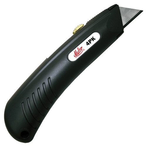 Malco® 4PK 3-Position Top Button Action Utility Knife, Alloy Steel Blade