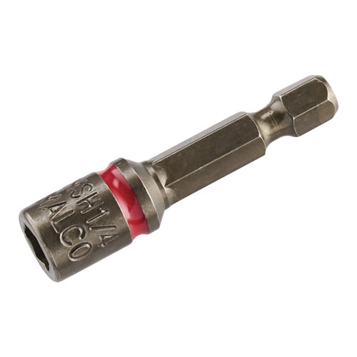 Malco® MSH14 Standard Short Hex Driver, 1/4 in Nut, Magnetic: Yes, 1-3/4 in L Shaft, 1-3/4 in L, Red, 1/4 in Dia Insert