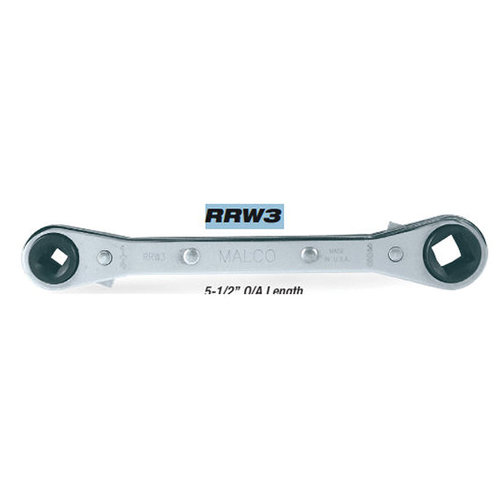 Malco® RRW3 Square Drive Refrigeration Ratchet Wrench, 3/16 in, 1/4 in, 5/16 in, 3/8 in Drive, 5-1/2 in L