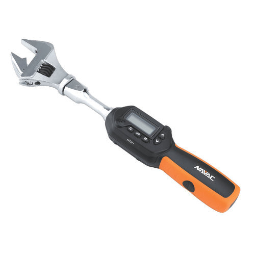 Navac NTW1 Digital Torque Wrench, 3.1 to 62.7 ft-lb Torque, 0.2 to 1.2 in Jaw, 12.8 in L