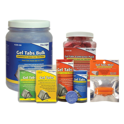 Nu-Calgon Gel Tabs 4185-03 Condensate Drain Pan Treatment, Solid, Compatible Unit Tonnage: 3 ton, 3 oz