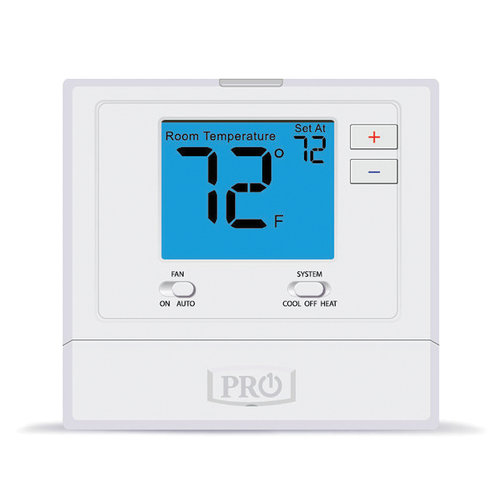 PRO1® T701 Non-Programmable Thermostat, 24 V, 1H/1C-Stage, Auto Changeover: Yes, Battery, Hardwired, Alkaline
