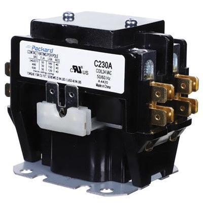 Packard C230A Contactor, 24 V Control, 2-Pole, 30 A Switching Current, 50/60 Hz