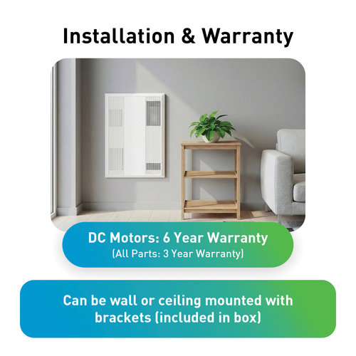 Panasonic WhisperComfort® 60 FV-06VE1 Energy Recovery Ventilator, 27 cfm Cooling, 20 to 60 cfm Heating, 120 V