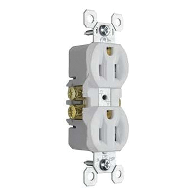 Pass & Seymour® Trademaster® 3232W Duplex Receptacle, 15 A, 125 V, NEMA 5-15R, 3.31 in H, 1.32 in W, 1 in D, White