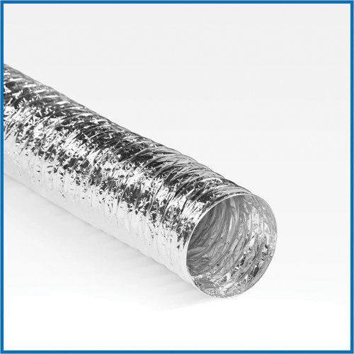 Quietflex® 6 Series 506 Uninsulated Flex Connector, 5 in ID, 25 ft L, Aluminum Foil/Polyester Film Core, Round, Silver