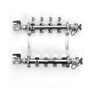 Rehau® Pro-Balance® 381103-001 Heating Manifold, 3-Outlet, Stainless Steel, 2 gpm, 1 in x 1 in, NPT x NPT
