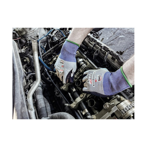 SAS Safety Corp® SafeCut® 6777-14 Gloves, HPPE Seamless Nylon, Black/Gray, L/XL, 15 ga Thick