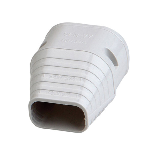SLIMDUCT® 86007 End Fitting, White, PVC, 2-3/4 in, 1-3/4 in L, 3-1/4 in W, 2-5/8 in H