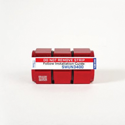 SmartLock® SWUN5800 Swage Union, 5/8 in x 5/8 in, Material Construction: Aluminum Alloy, 2.382 in L, Red