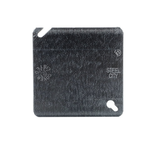 Steel City® 52C1 Blank Box Cover, Galvanized Steel, Ceiling, Wall Installation/Mounting, 4 in H, 4 in W, Silver