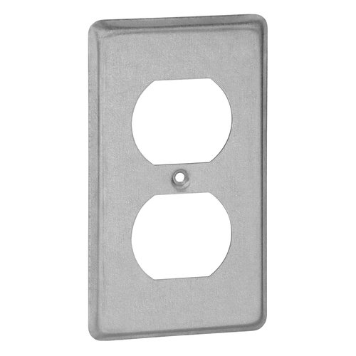 Steel City® 58C7 Utility Box Cover With Duplex Flush Receptacle, Galvanized Steel, Surface Installation/Mounting