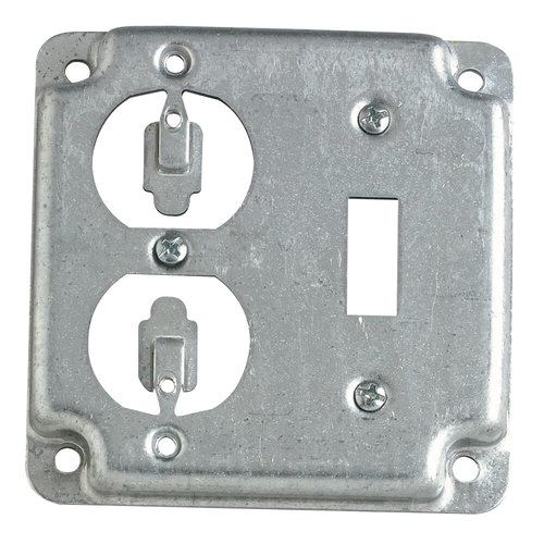Steel City® RS2 Box Cover, Galvanized Steel, Surface Installation/Mounting, 5 cu-in, 4 in H, 4 in W, 1/2 in D, Silver