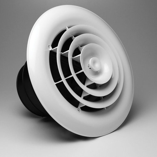 TRUaire® 81911 Air Diffuser, For Duct Size: 8 in, Round Duct, Ceiling Installation/Mounting, Polymer, White, 350 cfm