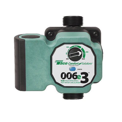 Taco Comfort Solutions® 00e Series 006E High Efficiency Hot Water Circulator Pump, 120 V, 1 ph, 0.54 A, 1 in Inlet, 44 W