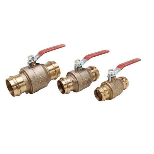 WOLVERINE BRASS® Pro Series 56274NL-1 Ball Valve, 1-1/2 in x 1-1/2 in, Press x Press, Brass Body, 1-1/2 in W