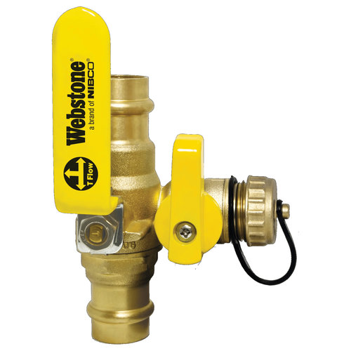 Webstone H-x061 Series H-80615 Ball Valve, 1-1/4 in x 1-1/4 in, Press x Press, Brass Body, PTFE Seal, Full Port