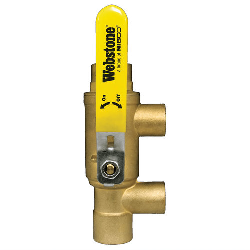 Webstone H-x864 Series H-58644 Ball Valve, 1 in x 1 in, Sweat x Sweat, Brass Body, PTFE Seal, Full Port, 5.81 in W