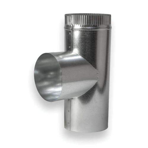 ZM Sheet Metal No 80 Series 080-000624 Tee Joint, Round Duct, 6 in x 6 in, No-Crimp x No-Crimp, 24 ga Gauge