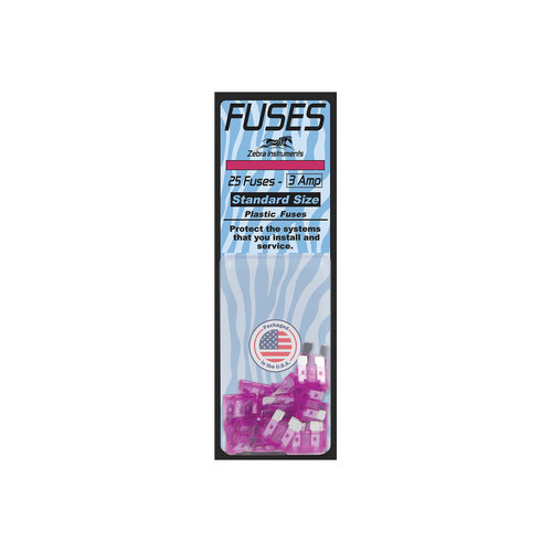 Zebra HVAC ZFP03 Standard Size Fuse, 3 A, Plastic
