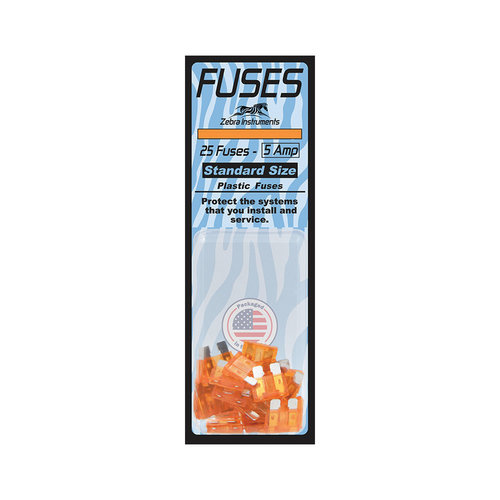Zebra HVAC ZFP05 Standard Size Fuse, 5 A, Plastic