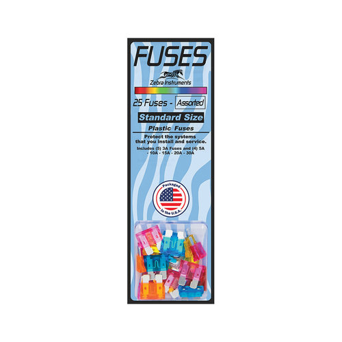 Zebra HVAC ZFPAS Assorted Standard Size Fuse, (5) 3 A, (4) 5 A, (4) 10 A, (4) 15 A, (4) 20 A, (4) 30 A, Plastic