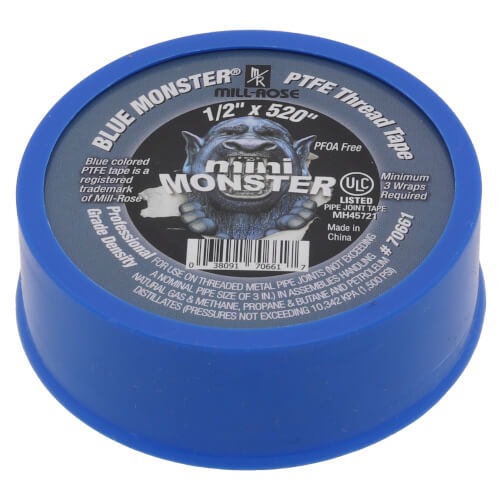 Oatey® Blue Monster 70661 Thread Seal Tape, 520 in L, 1/2 in W, 0.0035 in Thick, PTFE, Blue