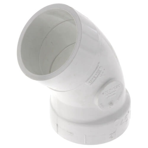 TIGRE 323-3409 DWV 45 deg Street Elbow, 2 in, PVC, Spigot x Hub