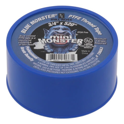 Oatey® Blue Monster 70663 Thread Seal Tape, 520 in L, 3/4 in W, 0.0035 in Thick, PTFE, Blue