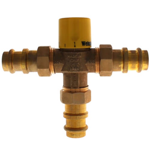 Webstone H-78103W Thermostatic Mixing Valve, 3/4 x 3/4 in x Press x Press, Brass Body, 150 psi Max Working Pressure