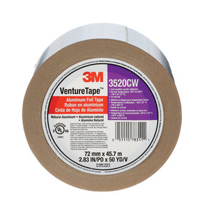3M™ VentureClad™ 051115-78311 Foil Tape, 2.83 in W, 50 yd L, 2 mil Thick, Aluminum, 23 lb/in Tensile Strength, Silver