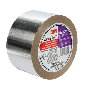 3M™ VentureClad™ 051115-78311 Foil Tape, 2.83 in W, 50 yd L, 2 mil Thick, Aluminum, 23 lb/in Tensile Strength, Silver